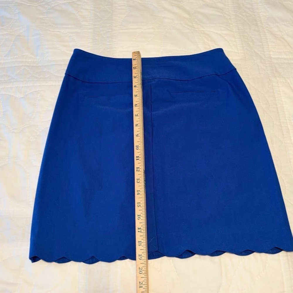 Lulu-B Skirt Wmns 10 Blue Viscose Blend Scalloped Hem Preppy Classic Chic - Picture 5 of 8